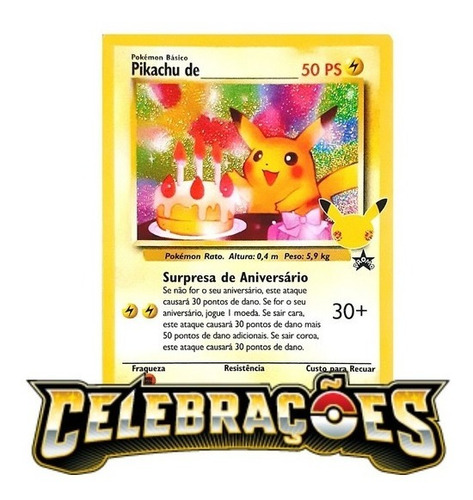 Carta Pokémon Pikachu De Aniversário Coleção Celebrações